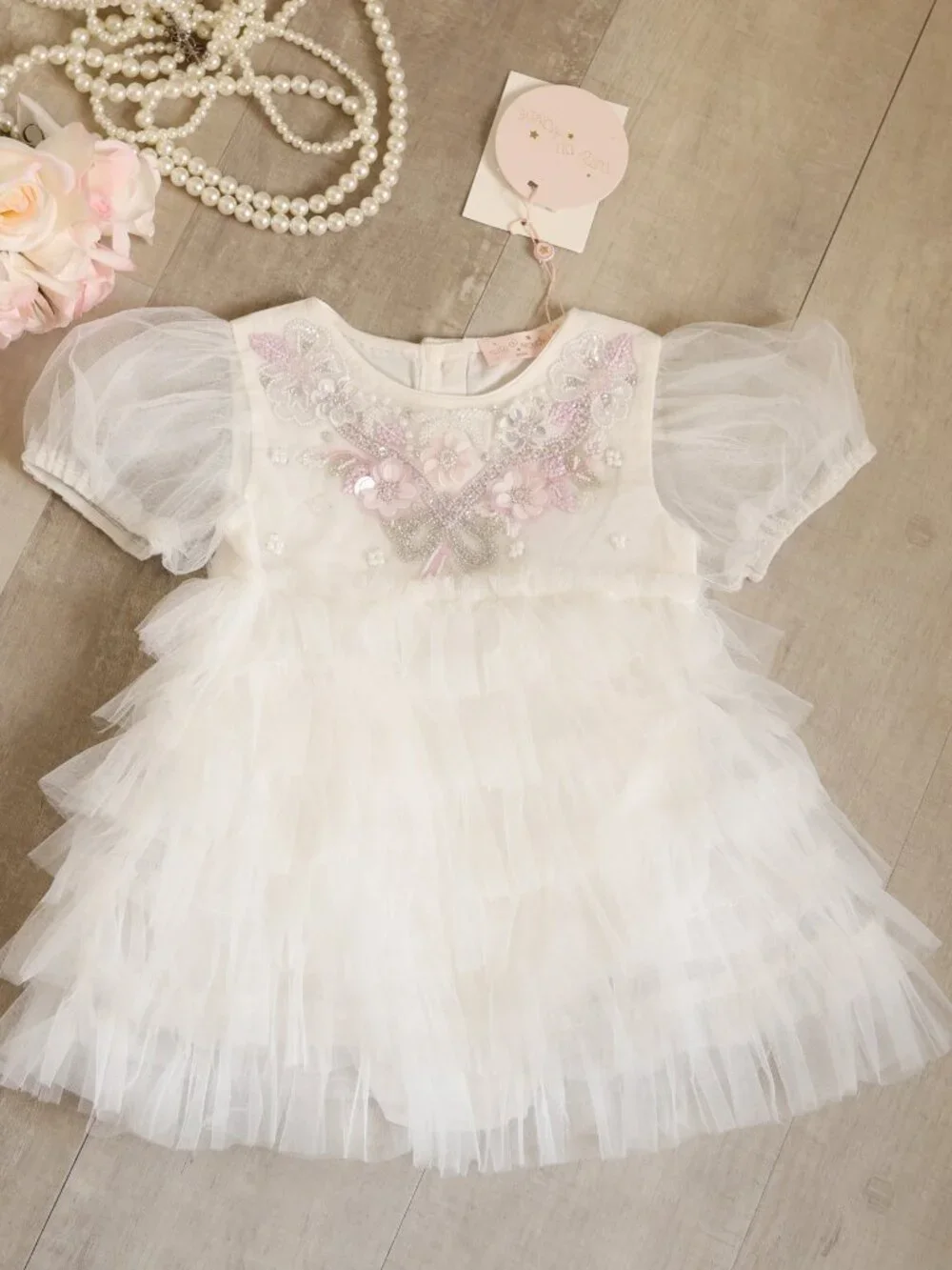 Tutu Du Monde White Tulle Dress Bebe Flower Girl Portraits Special Occasions NWT